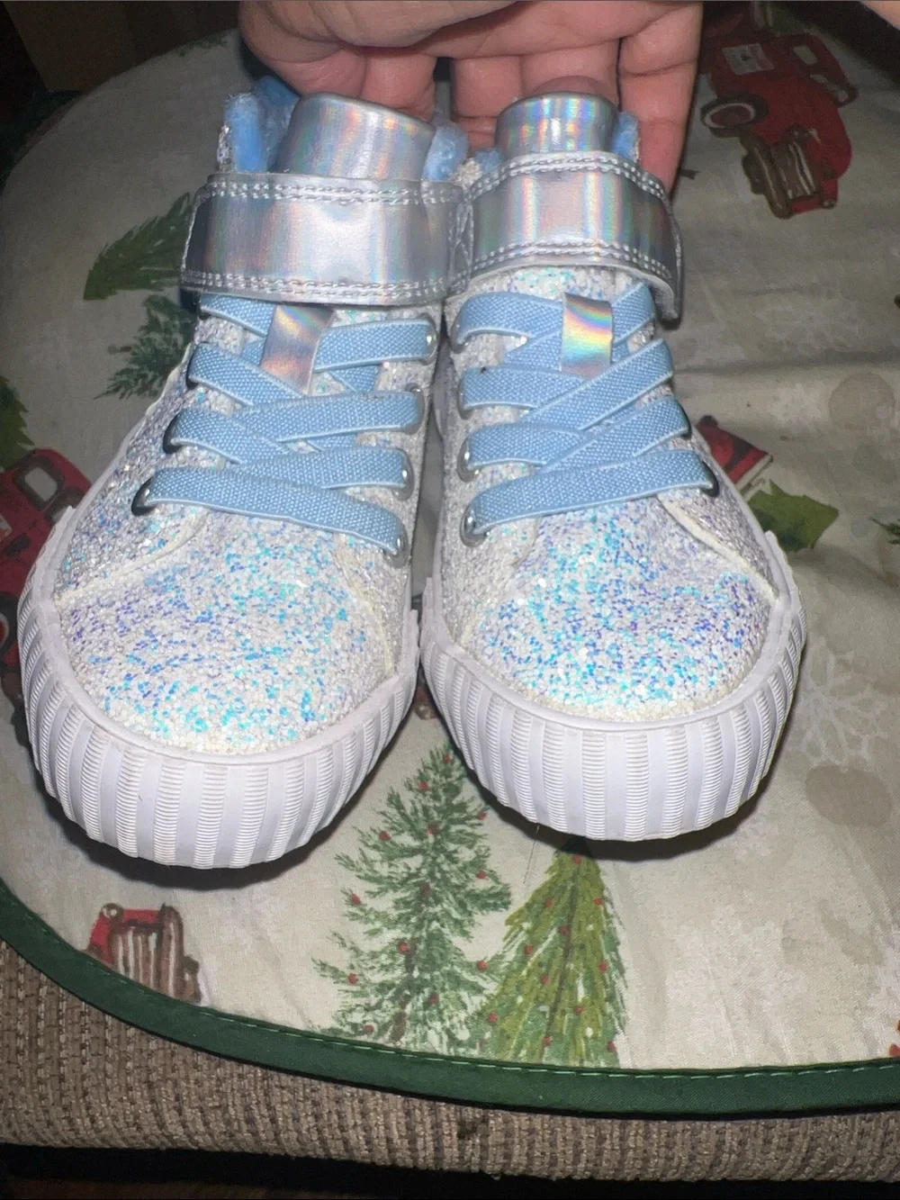 Disney Sparkle Blue High-Top Kids Sneakers with Faux Fur